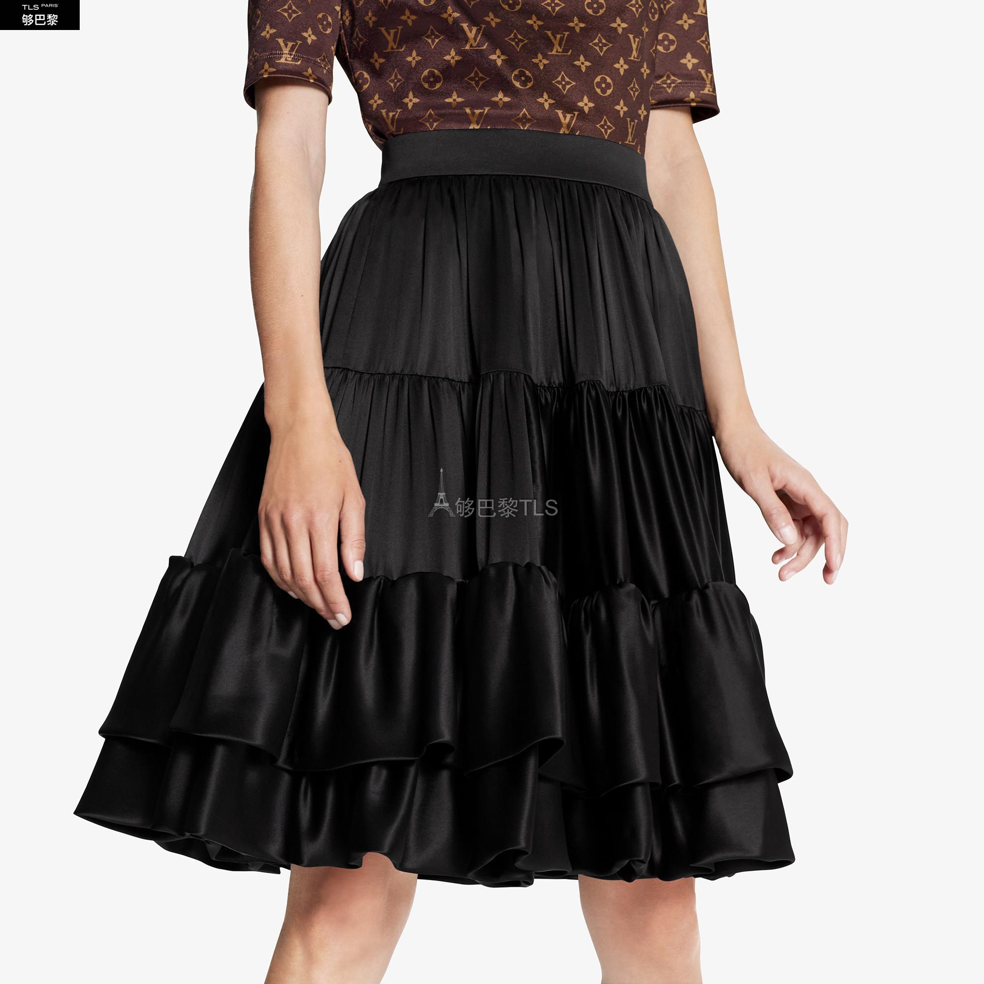 【包邮包税】 lv路易威登 21年春夏 女士 半身裙 丝缎层叠短裙 1a8bl4