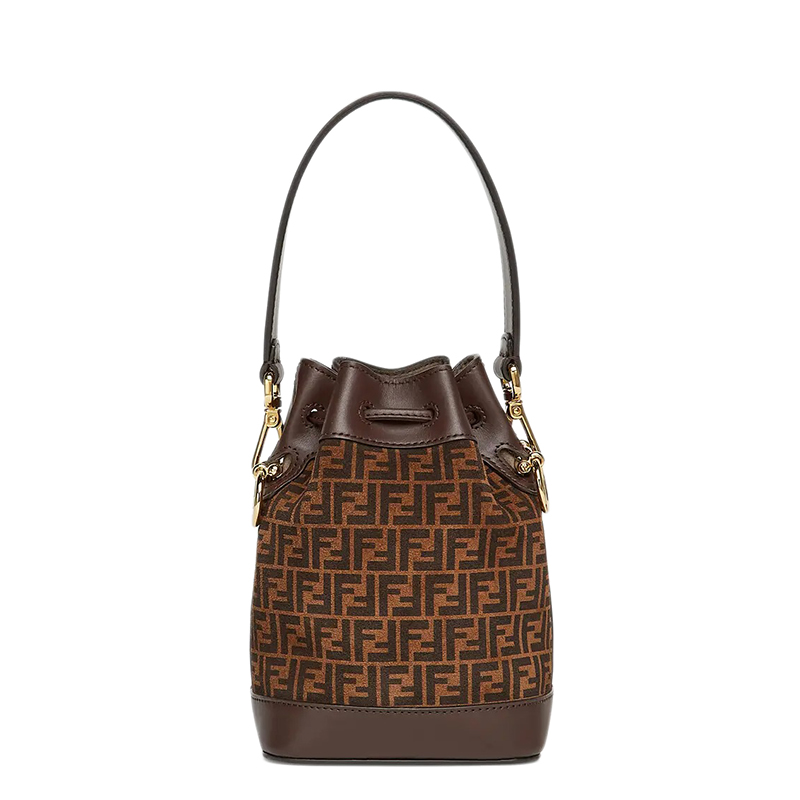 【包税】fendi/芬迪 21春夏新款mon tresor系列 迷你棕色皮革拼色ff