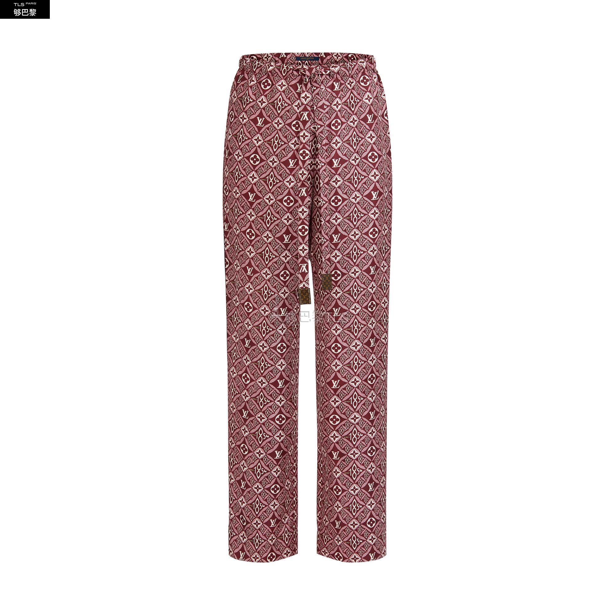 包邮包税lv路易威登21年春夏女士休闲裤斜纹真丝睡衣式长裤1a8gue1a8g