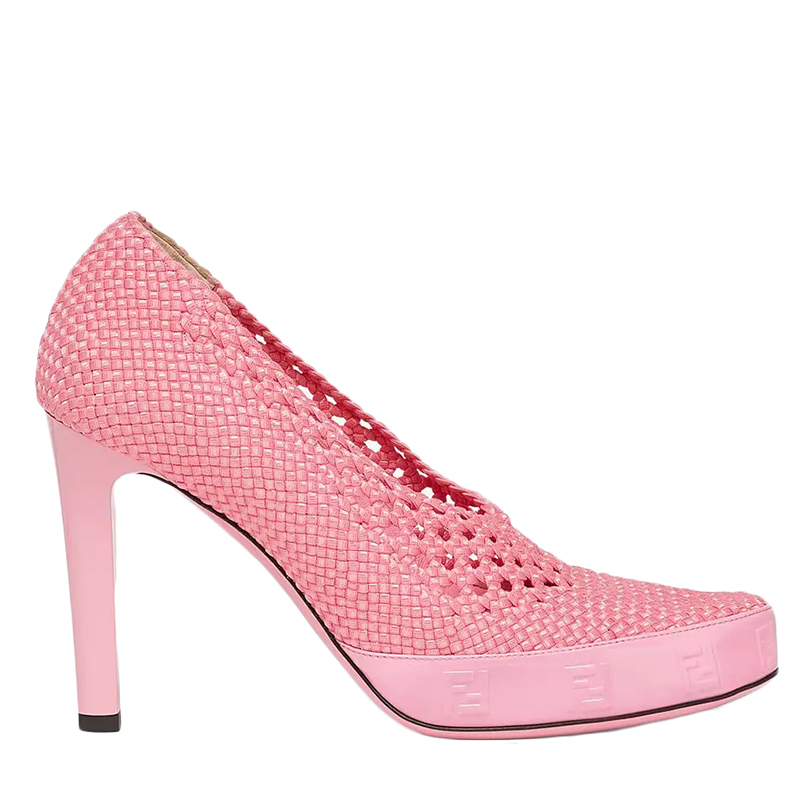 【包税】fendi/芬迪 2021年早春新款 女士粉色弹性蕾丝高跟鞋8i8087