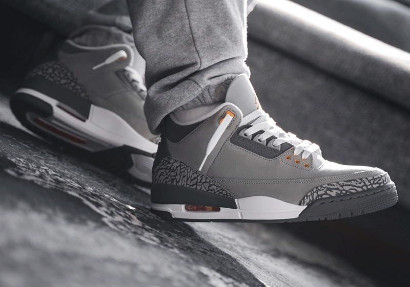 nike/耐克 air jordan 3 cool grey 男女同款 aj3 水泥灰 酷灰 gs情侣