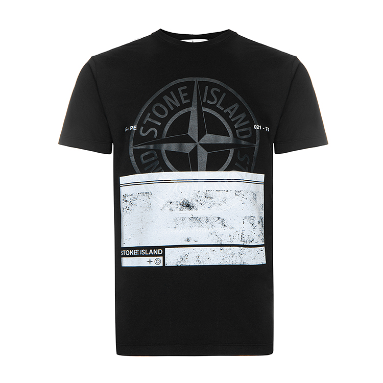island/stone island 男士 男士短袖t恤 棉 北极星标志 做旧复古印花