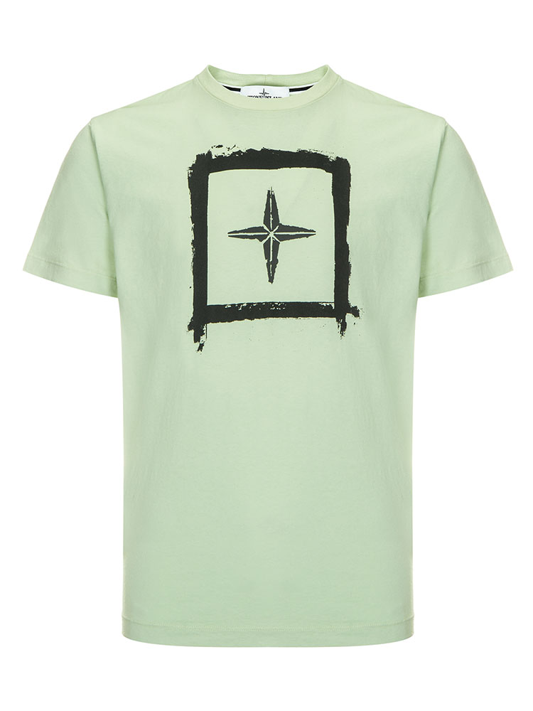 island/stone island男士 淡黄色 圆领 短袖t恤 stone island 北极星