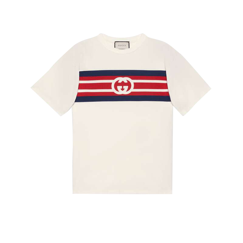 gucci/古驰 男士短袖t恤 interlocking g stripe print t-shirt