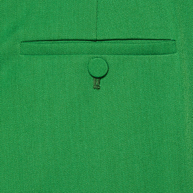 【包税】gucci/古驰 2021年新款 女士绿色羊毛斜纹布喇叭裤643346zafu