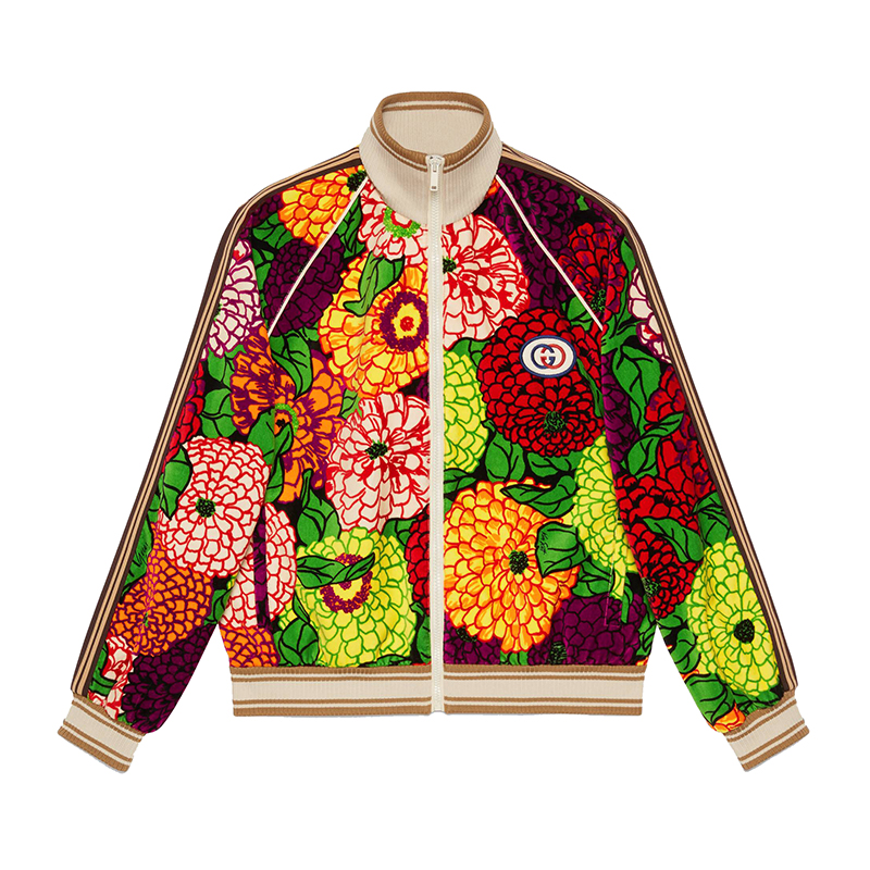 【包税】gucci/古驰 21早春新款男士ken scott花卉印花纯棉拉链夹克