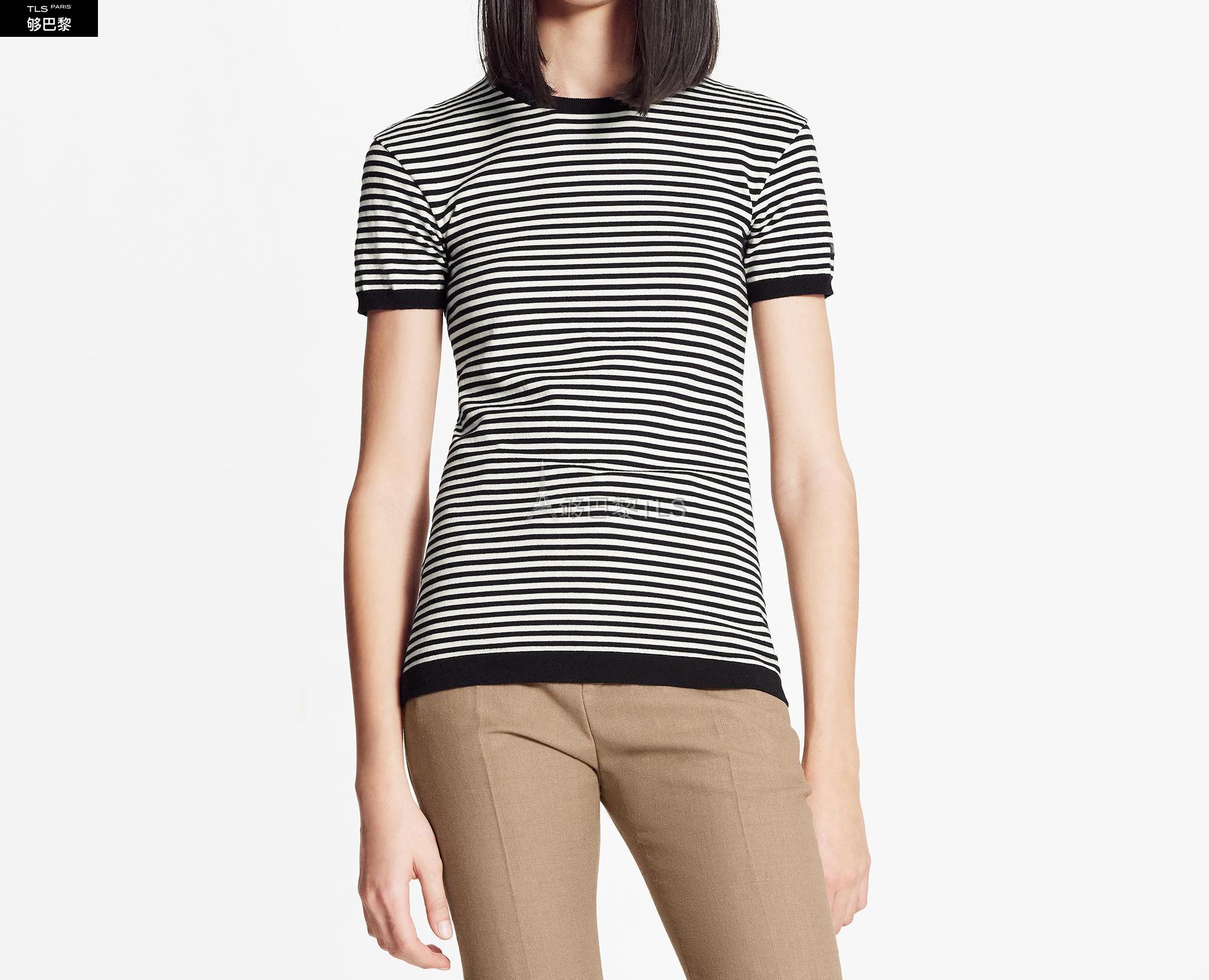 【包邮包税】 lv路易威登 21年春夏 女士 短袖t恤 横条纹针织上衣 1a8