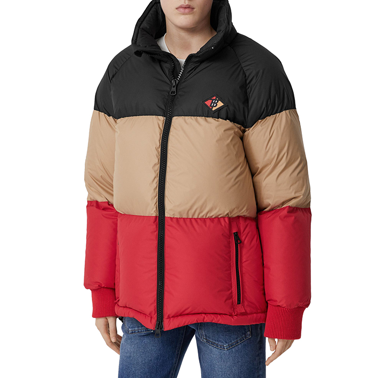 tb标黑色拼色立领女士羽绒服 外套 女装 burberry/博柏利 巴宝莉