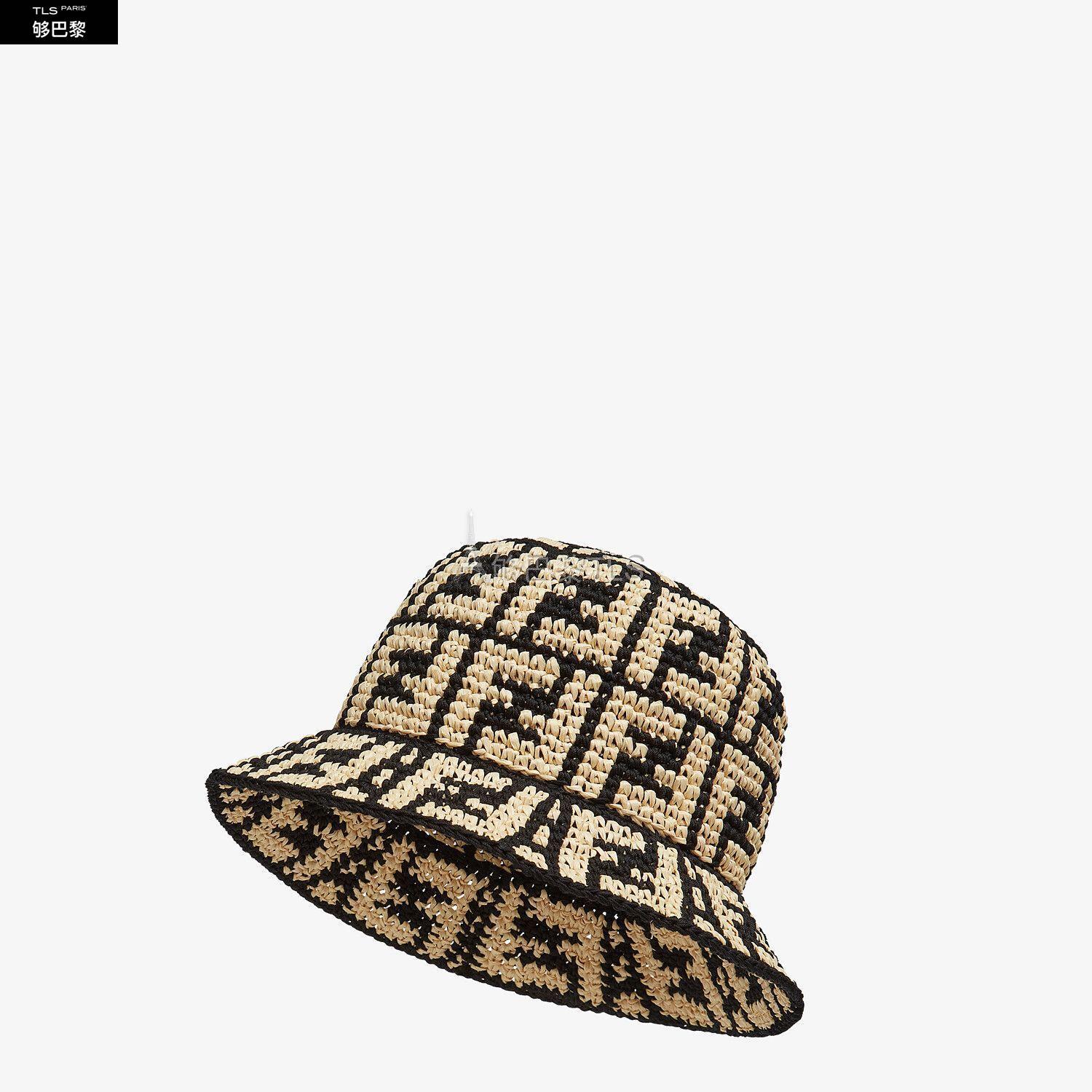 【包邮包税】 fendi芬迪 21年春夏 女士 帽子 米色拉菲草渔夫帽预定