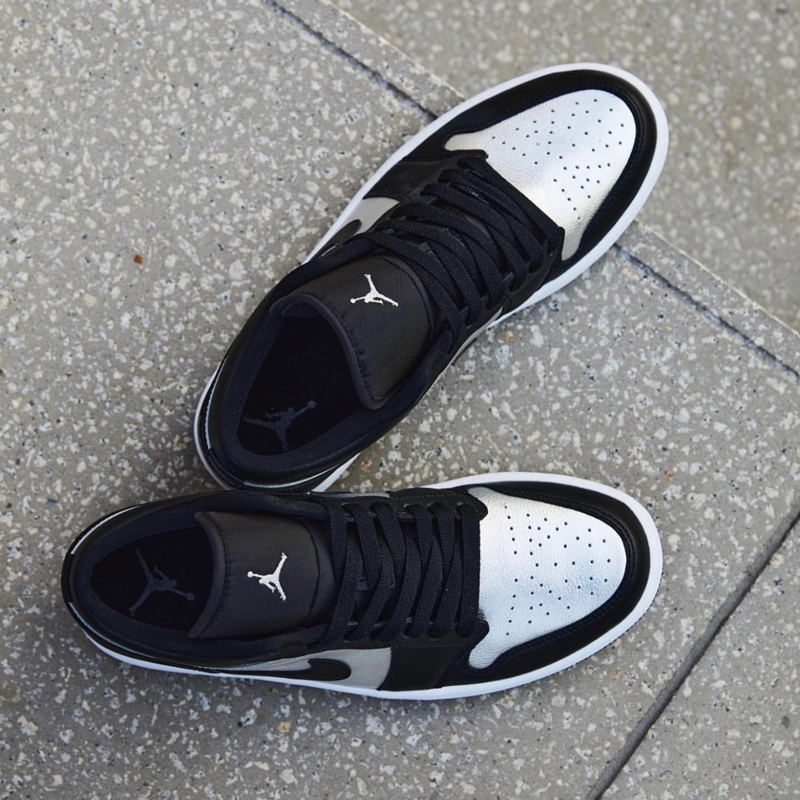 nike/耐克 air jordan 1 low 男女同款 aj1 黑银 情侣 低帮 篮球鞋