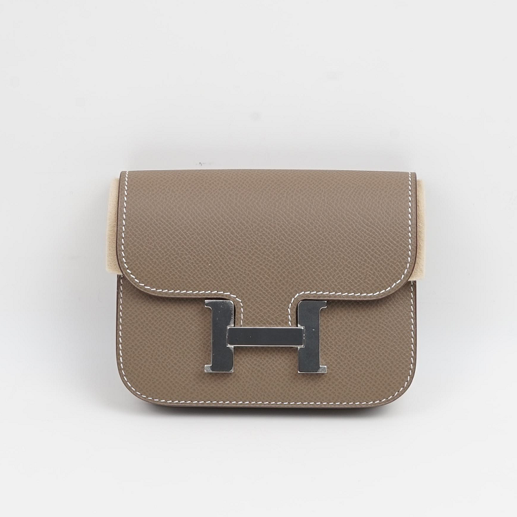 hermes/爱马仕 constance slim钱包 大象灰银扣 epsom牛皮
