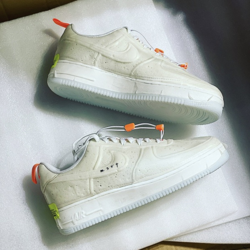 nike/耐克 air force 1 男女同款 af1 米白橘 泡泡糖 海绵 空军一号