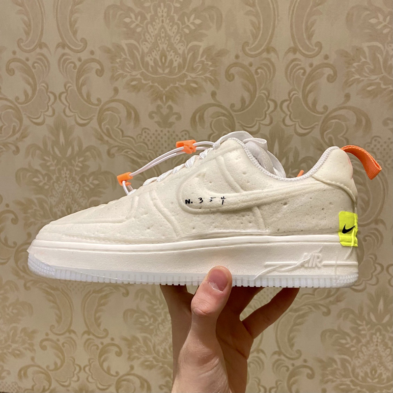 nike/耐克 air force 1 男女同款 af1 米白橘 泡泡糖 海绵 空军一号