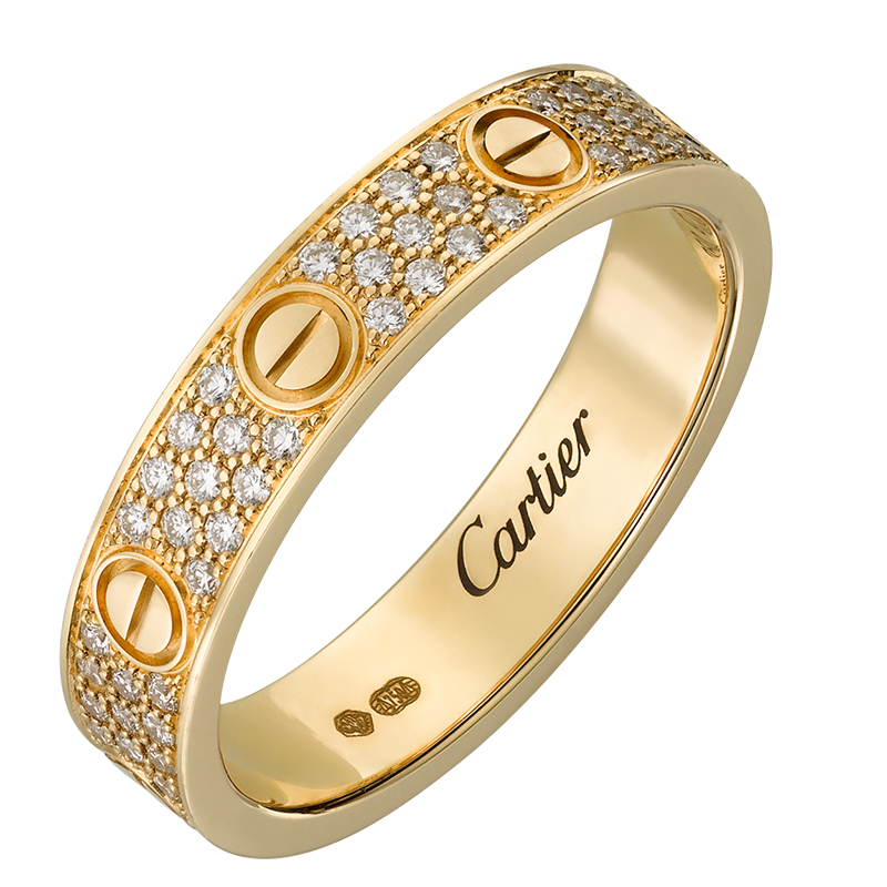 【包税】cartier/卡地亚 经典款love 18k金黄金钻石满钻戒指 镶嵌88颗