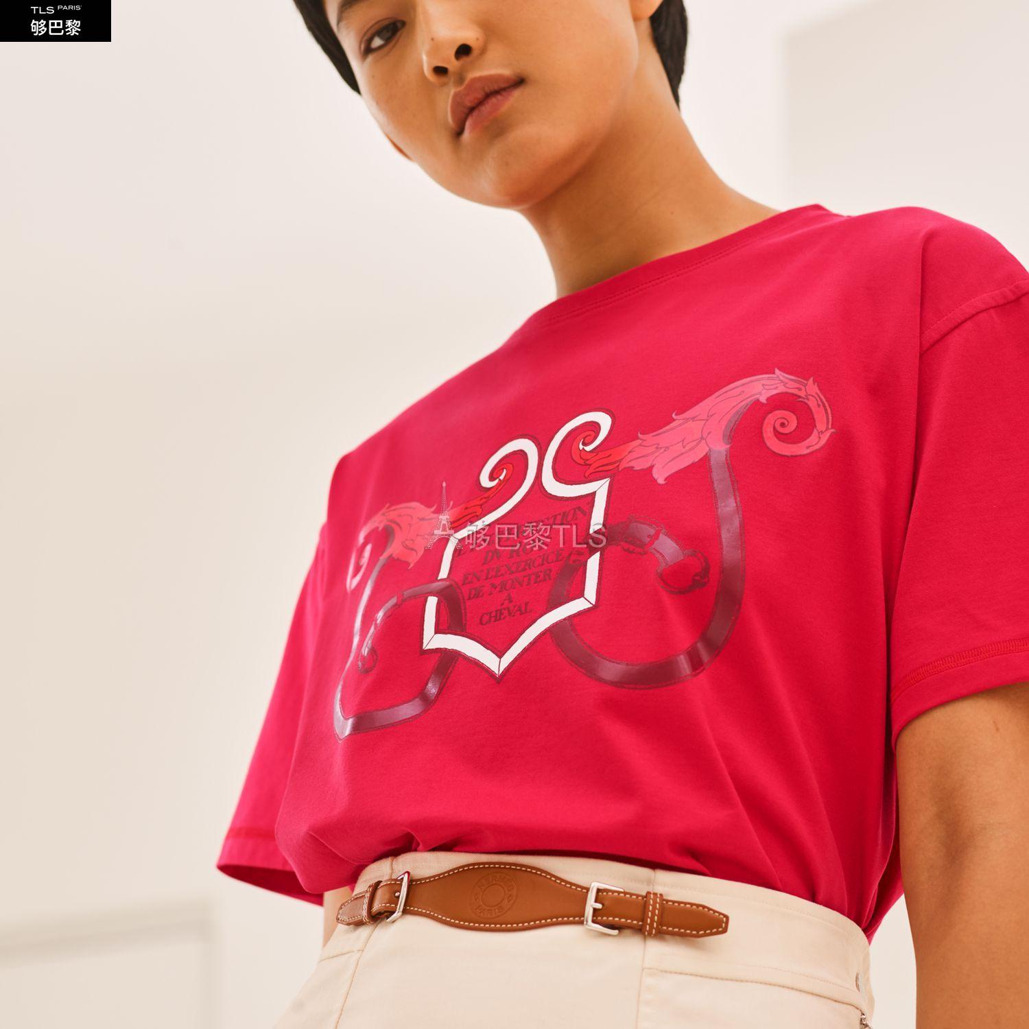 【包邮包税】 hermes爱马仕 21年春夏 女士 短袖t恤 t-shirt maxi h1e