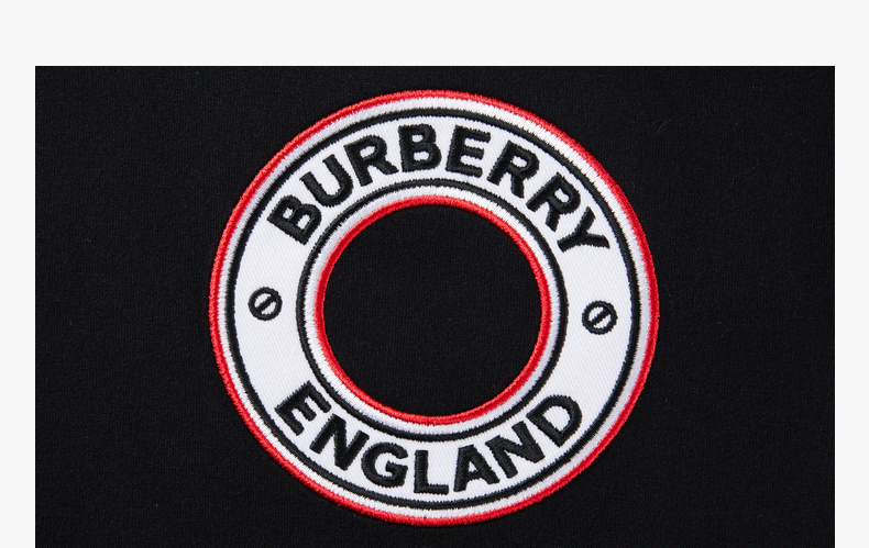 burberry/博柏利【21春夏新款】男士黑色棉质徽标图案嵌花宽松t恤衫