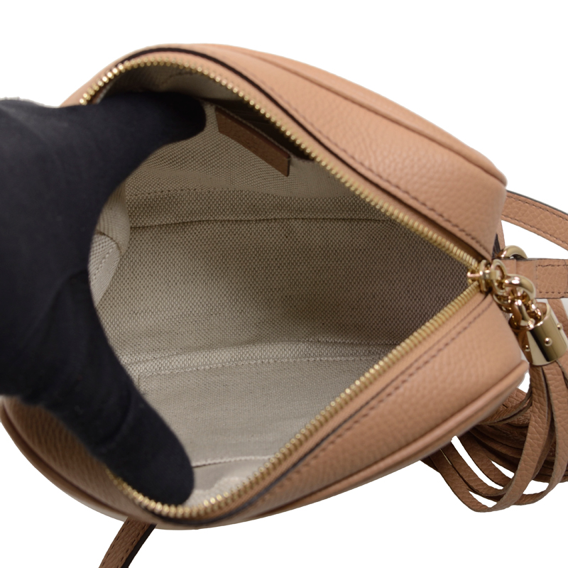 gucci/古驰soho系列女士杏色牛皮单肩斜挎包308364-a7m0g-2754