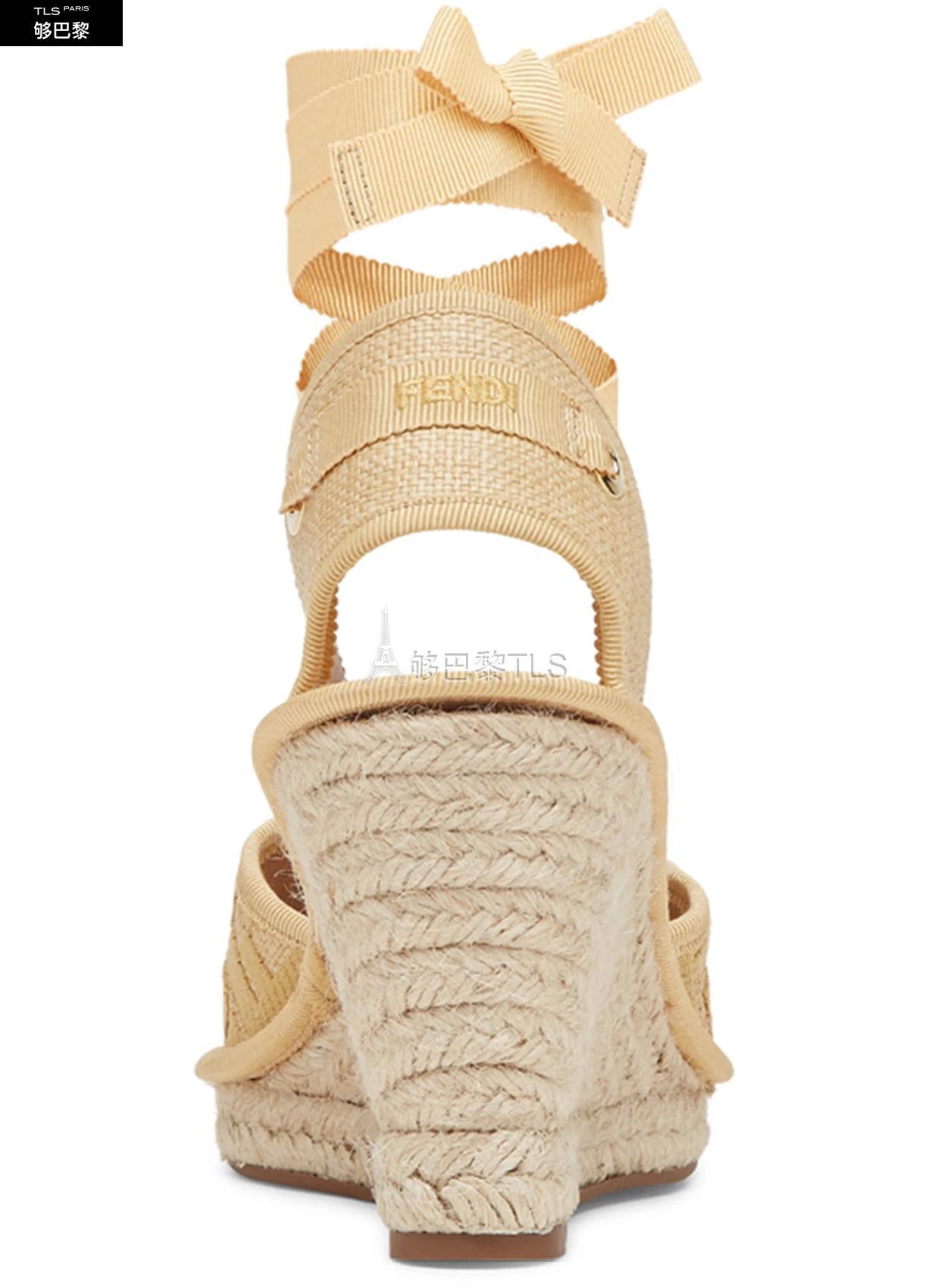 【包邮包税】 fendi芬迪 21年春夏 女士 坡跟凉鞋 帆布鞋 fen89b3nbei