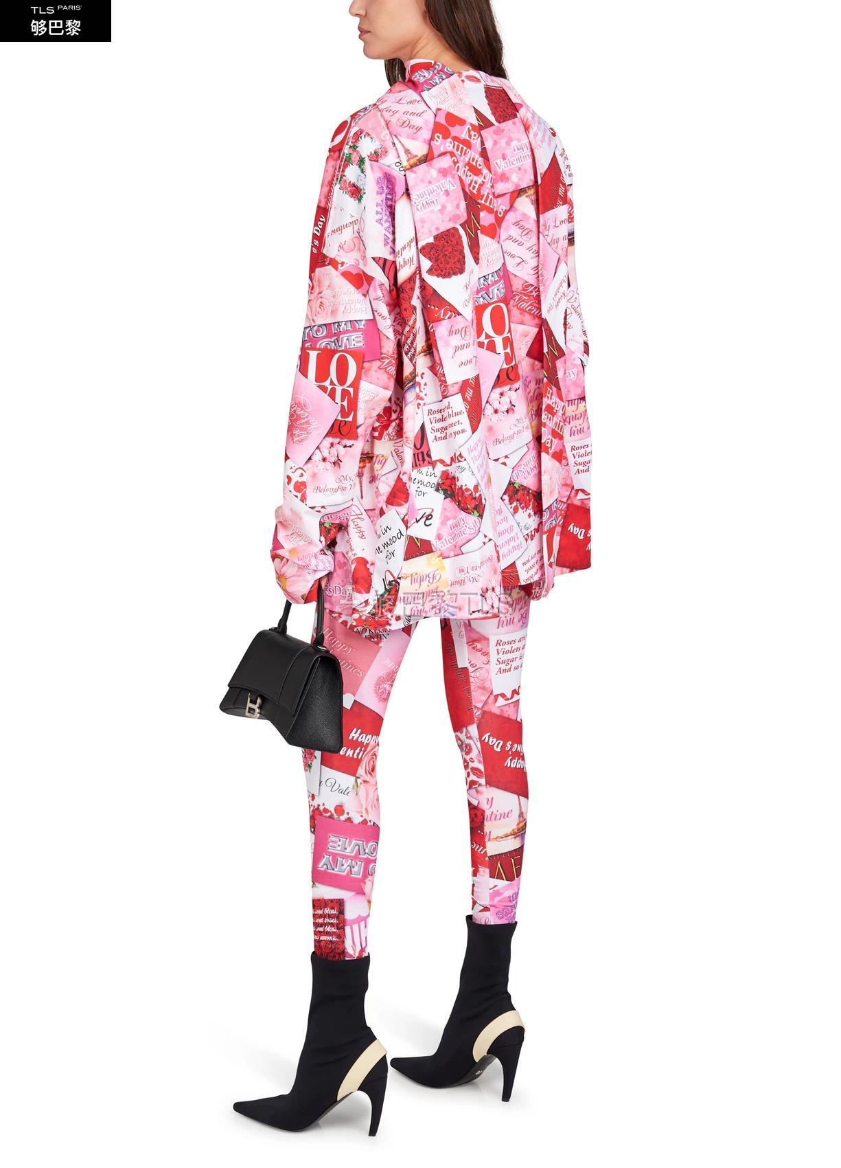 【包邮包税】 balenciaga巴黎世家 21年春夏 女士 运动裤 印花紧身裤