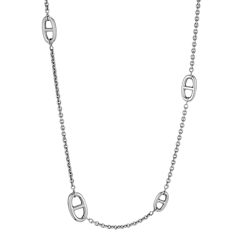 【包税】hermes/爱马仕 经典farandole 80系列 925纯银猪鼻子长项链h