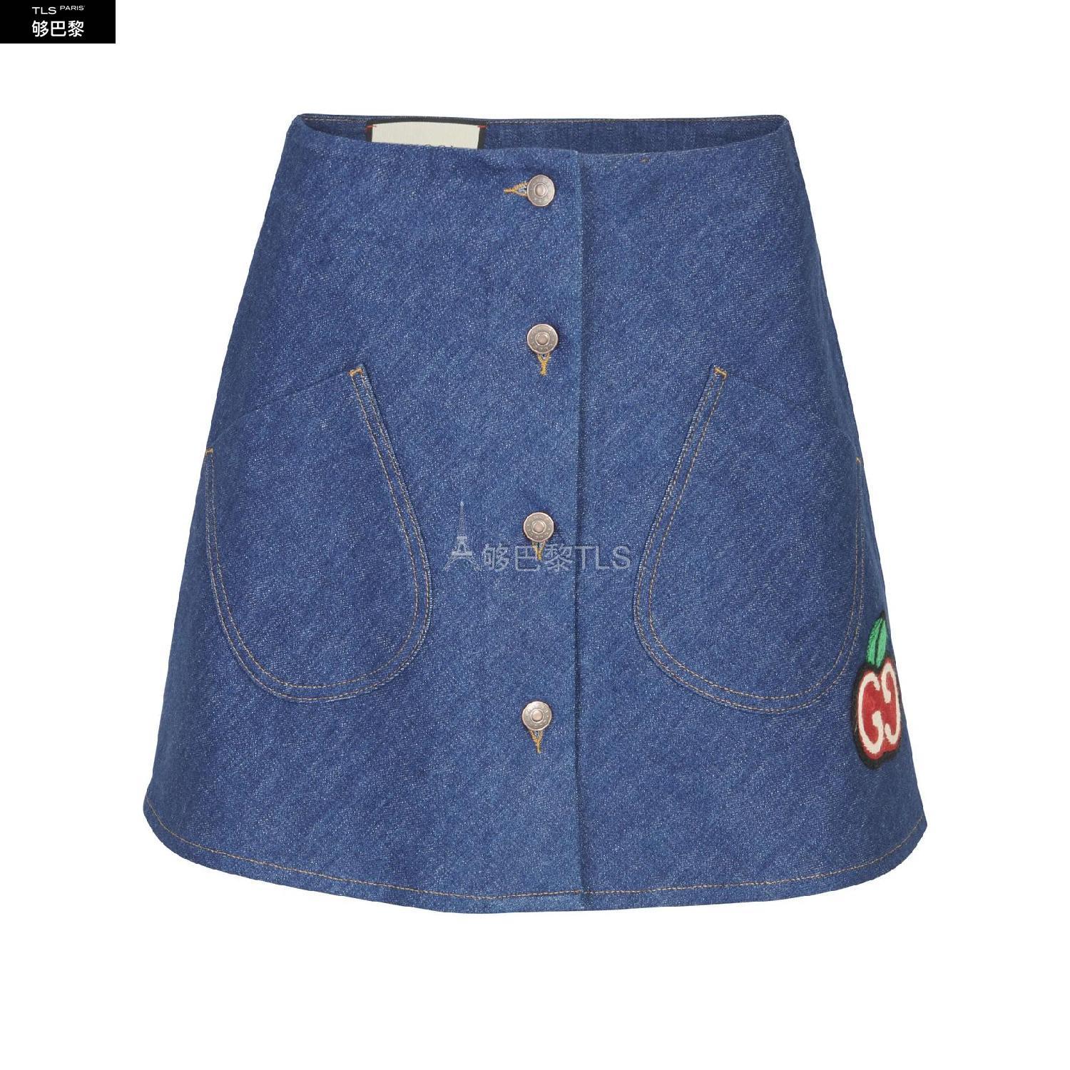 【包邮包税】 gucci古驰 21年春夏 女士 半身裙 拼布牛仔半身裙 gucwv