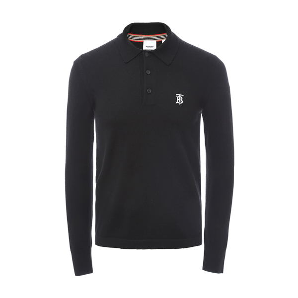 专柜同款 羊毛深蓝色翻领羊毛衫tb标 burberry/博柏利 巴宝莉 男装