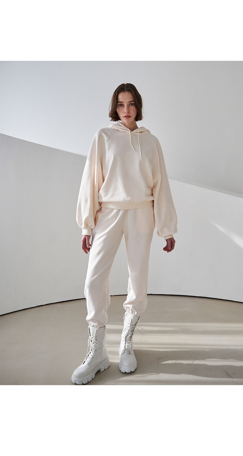 [21春夏] bibyseob/bibyseob raglan系列韩版女式米白色连帽卫衣