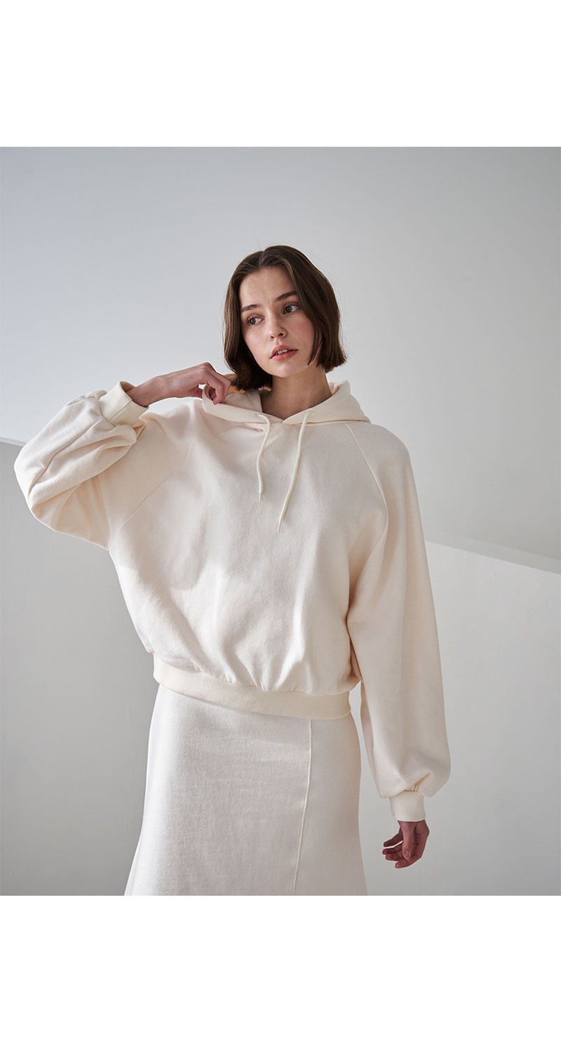 [21春夏] bibyseob/bibyseob raglan系列韩版女式米白色连帽卫衣