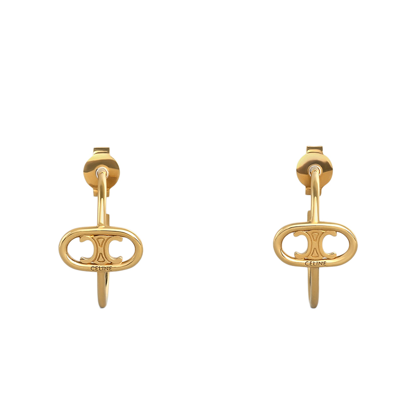 经典maillon triomphe系列 金色黄铜凯旋标志环形耳钉耳环46w316bra