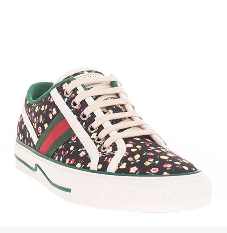 gucci 古驰 21春夏 碎花图案低帮棉 女士休闲运动鞋帆布鞋女鞋