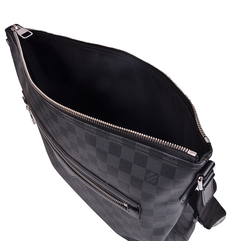 vuitton/路易威登 男士 灰色系 拉链格纹pvc大容量斜挎包电脑包lv邮差