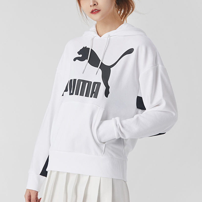 puma/彪马卫衣女2021春季新款运动服连帽套头衫修身休闲外套586595