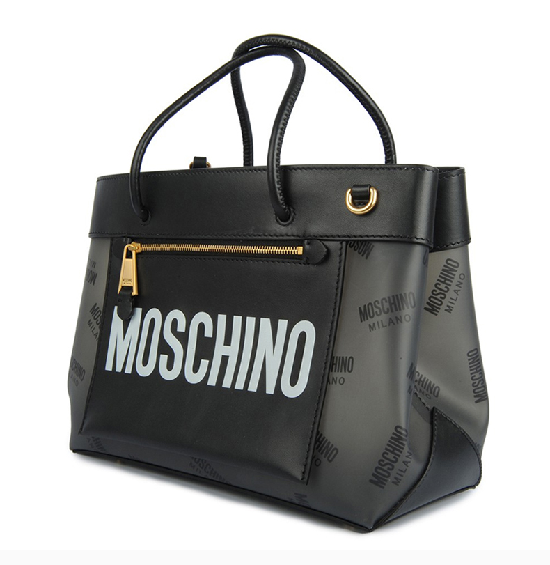 【包税】moschino/莫斯奇诺 女士纯色聚氨酯经典字母徽标印花小号单肩