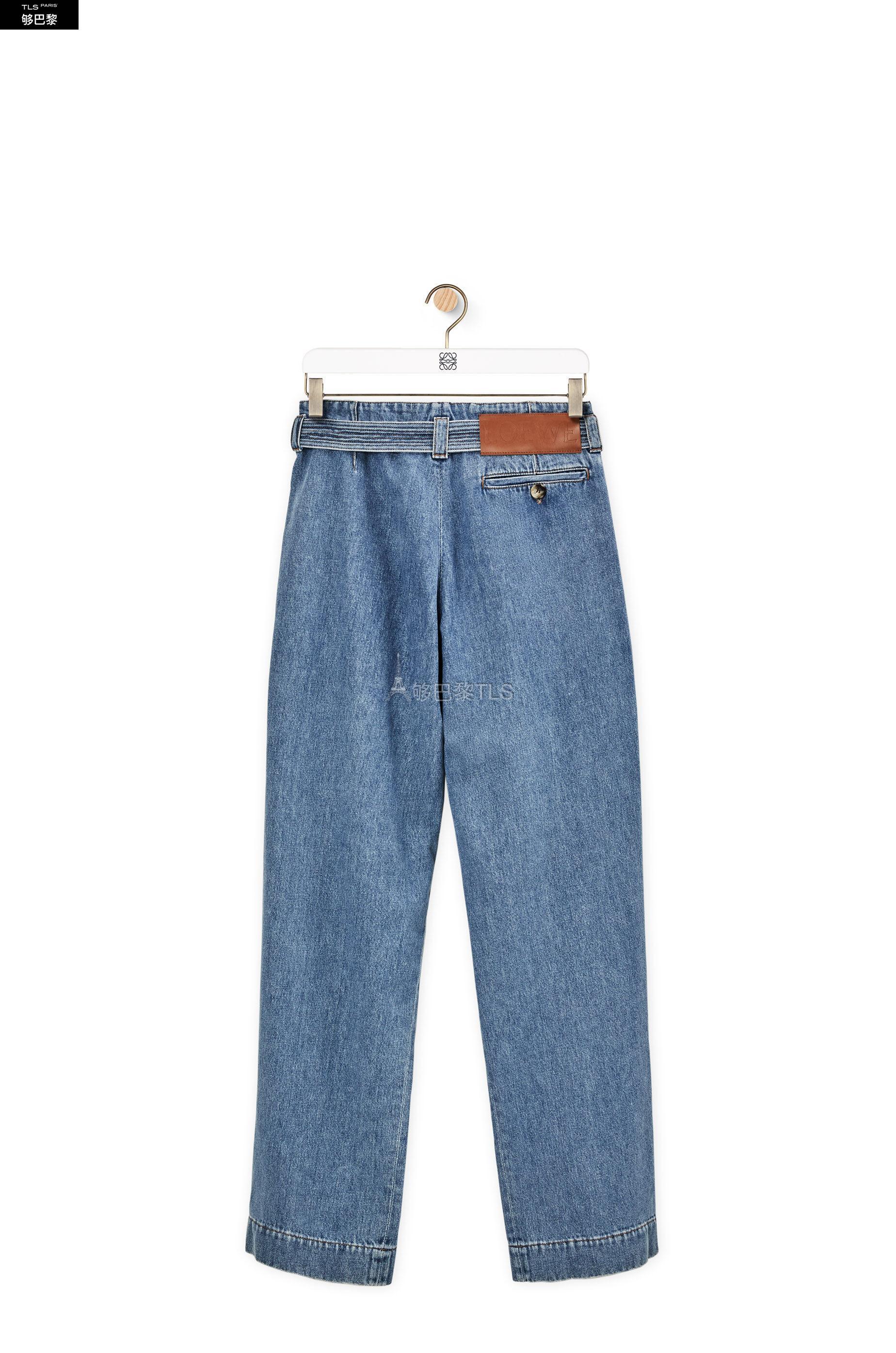 【包邮包税】 loewe罗意威 21年春夏 男士 休闲裤 棉质腰带高腰牛仔裤