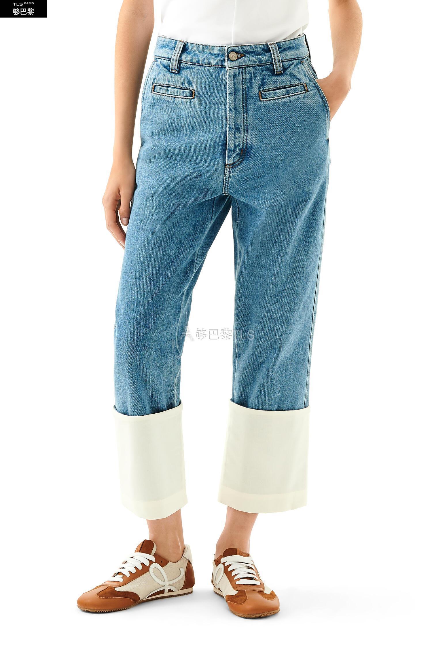 【包邮包税】 loewe罗意威 21年春夏 女士 牛仔裤 棉质渔夫石洗牛仔裤