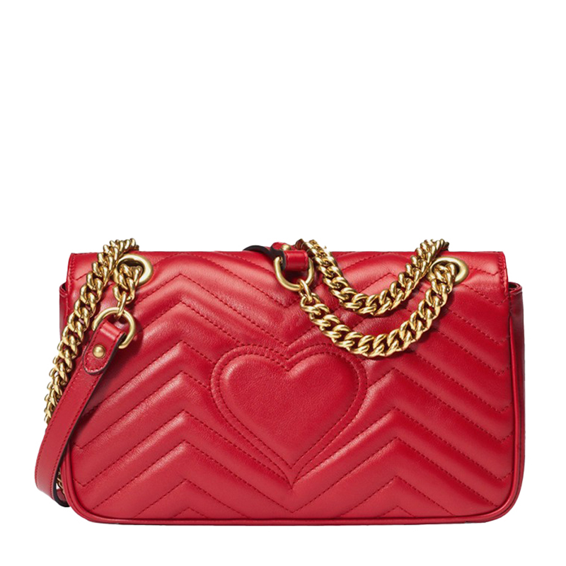 gucci/古驰红色链条包皮质女士单肩包443497dtdit ai