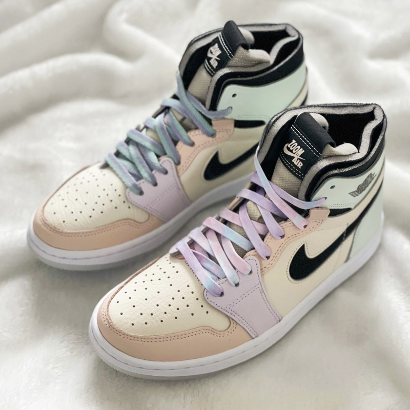 nike/耐克 air jordan 1 zoom 男女同款 aj1 马卡龙 粉绿紫彩色接拼