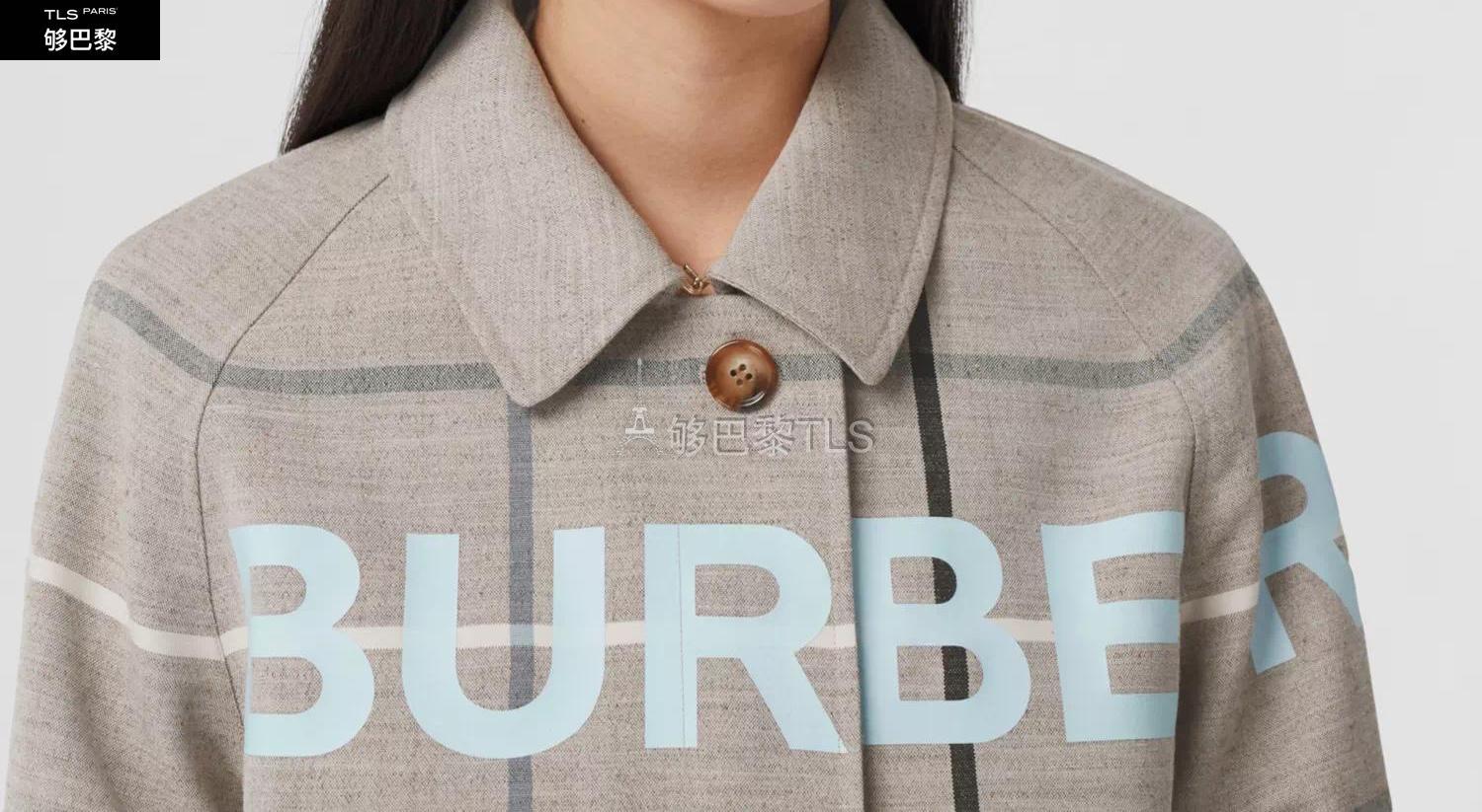 【包邮包税 burberry 21年春夏 女士 horseferry 印花格纹羊毛混纺