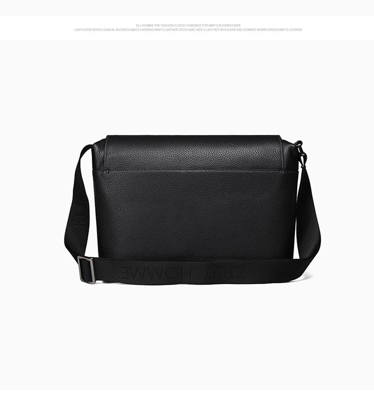 elle/elle 春夏 男包 男性 黑色牛皮革 男士单肩包