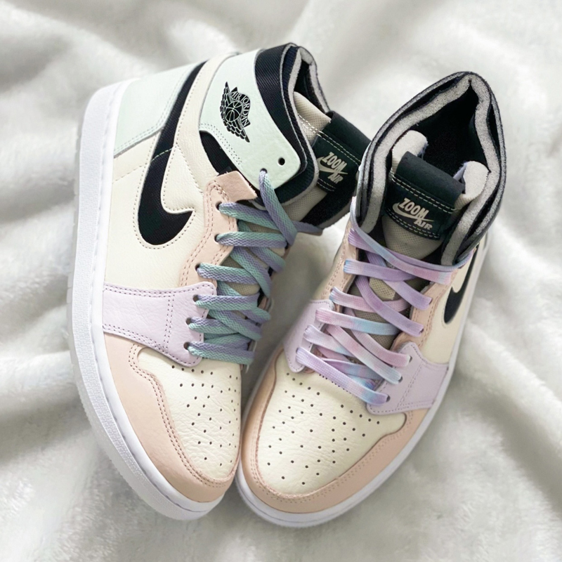 nike/耐克 air jordan 1 zoom 男女同款 aj1 马卡龙 粉绿紫彩色接拼