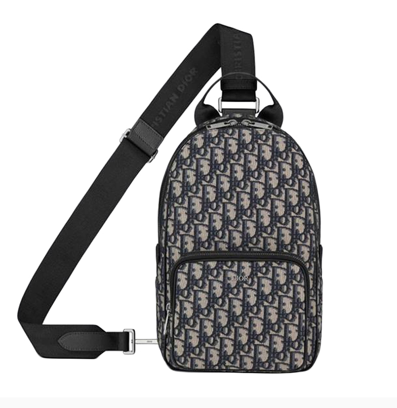 【包税】dior homme/迪奥桀傲 男士米黑拼色棉质配皮字母徽标印花斜纹