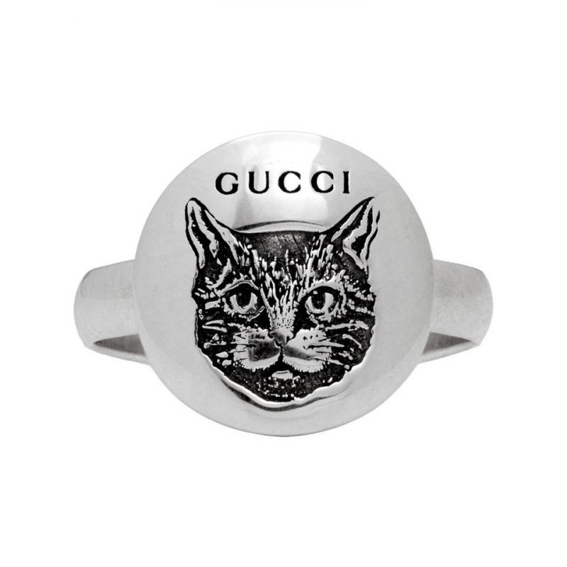 gucci/古驰925银猫咪头戒指 bn