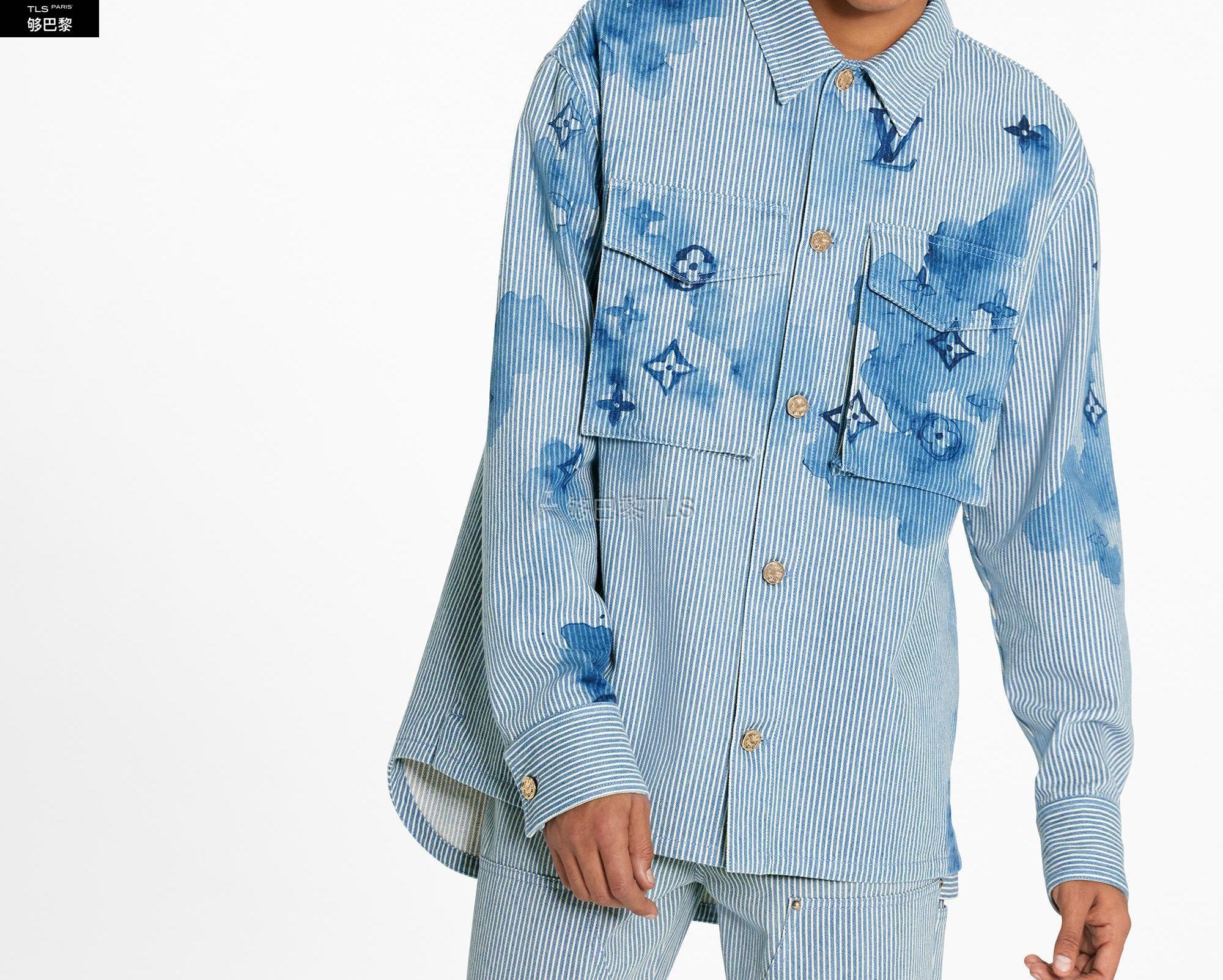【包邮包税】 lv路易威登 21年春夏 男士 长袖衬衫 monogram 条纹工装