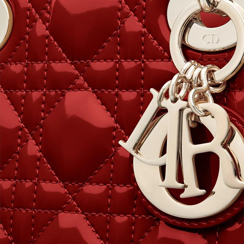 dior/迪奥 mini lady dior bag 漆皮小牛皮藤格纹迷你女士手提包 m