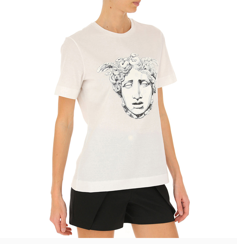 VERSACE/范思哲   女士 服装 圆领美杜莎图案棉质T恤 女士短袖T恤