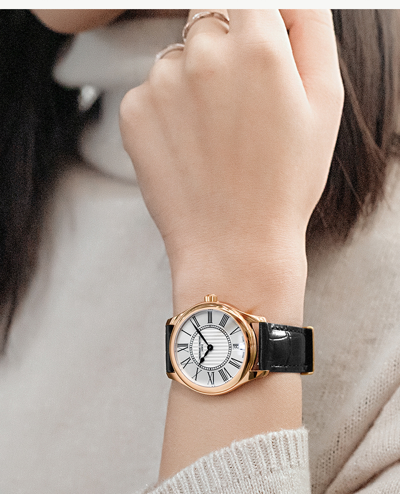 Frederique Constant/康斯登瑞士原装进口休闲时尚钢带日历石英女表FC-220MS3B6