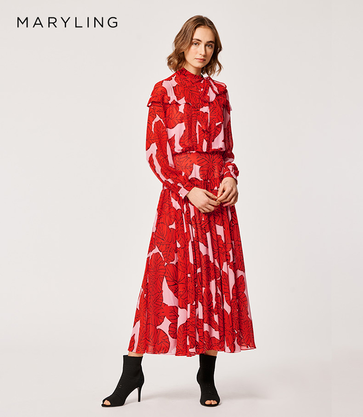 maryling/玛俪琳2021春季秀场同款浪漫丛林印花女士连衣裙a1ba65180