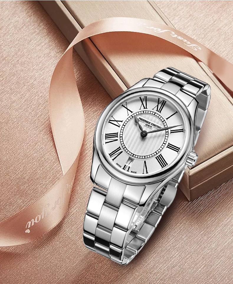 Frederique Constant/康斯登瑞士原装进口休闲时尚钢带日历石英女表FC-220MS3B6