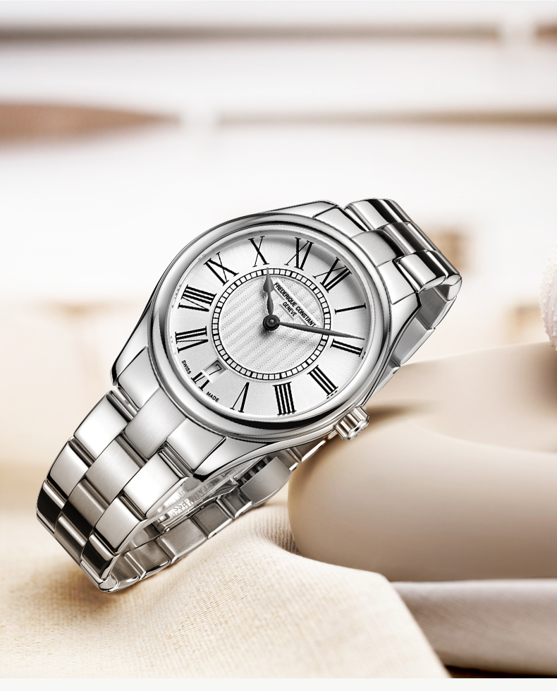 Frederique Constant/康斯登瑞士原装进口休闲时尚钢带日历石英女表FC-220MS3B6