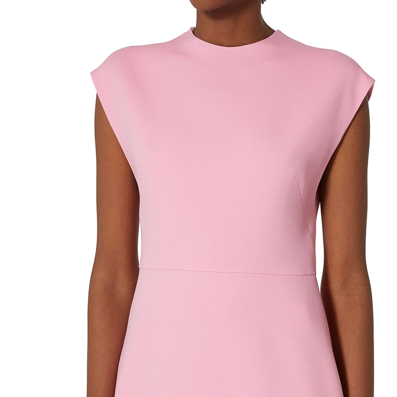 【包税】valentino/华伦天奴 2021年早春新款 女士粉红色羊毛弹力绉纱